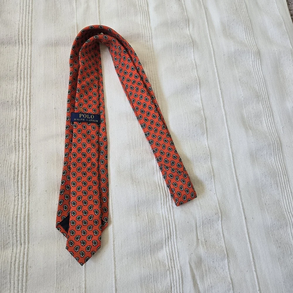 Polo by Ralph‎ Lauren Paisley 100% Silk Tie Hand Made in Italy